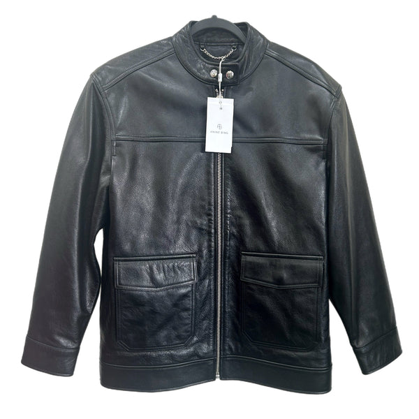 ANINE BING - Henry Black Leather Jacket Sz XS Relaxed Fit