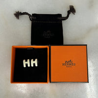 HERMÈS -Lacquered Pop H Earrings - Blanc & Palladium (Large)
