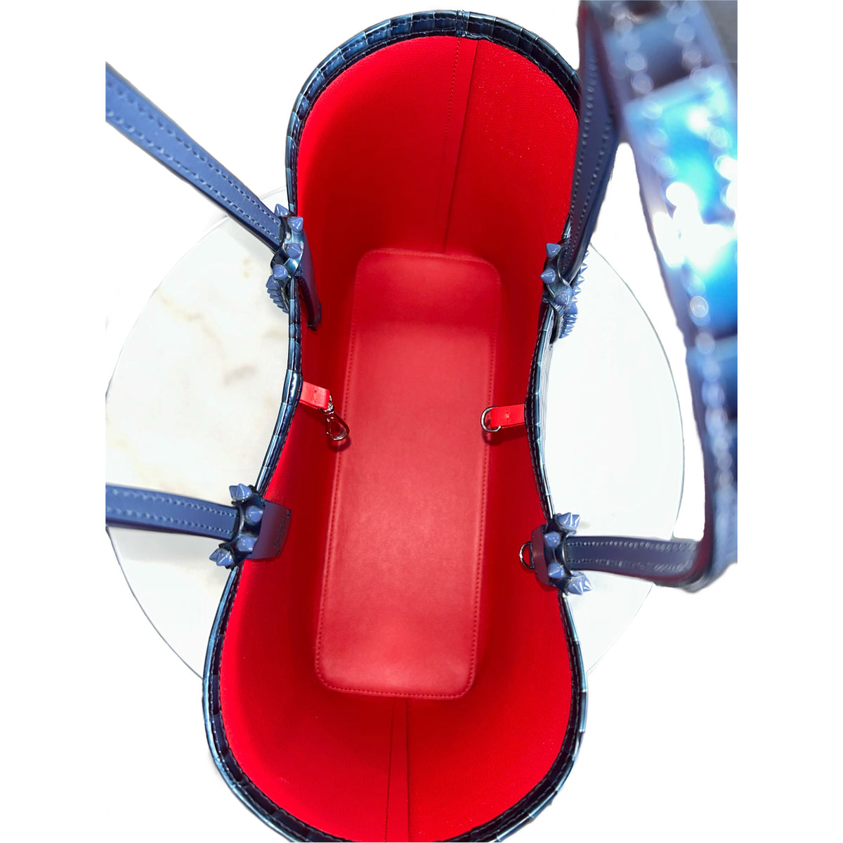 CHRISTIAN LOUBOUTIN - Blue Alligator Embossed Cabata Tote