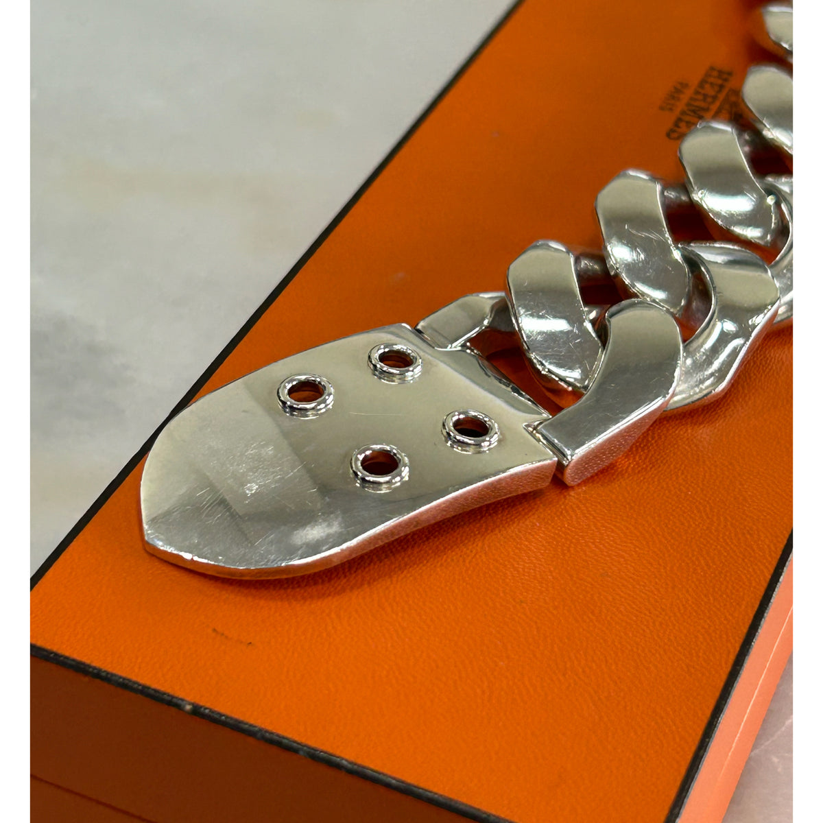 HERMES - Boucle Sellier AG 925 Silver Chain Bracelet
