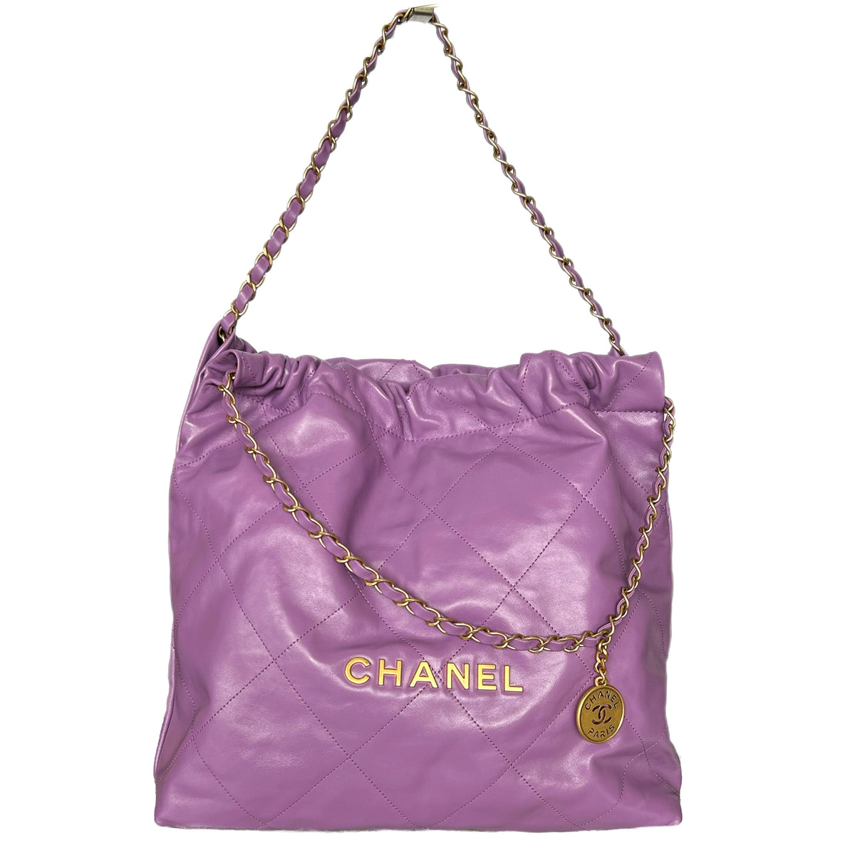 CHANEL 22 Handbag in Purple Leather - Medium