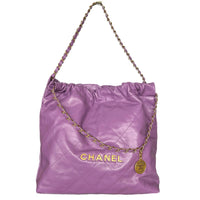 CHANEL 22 Handbag in Purple Leather - Medium