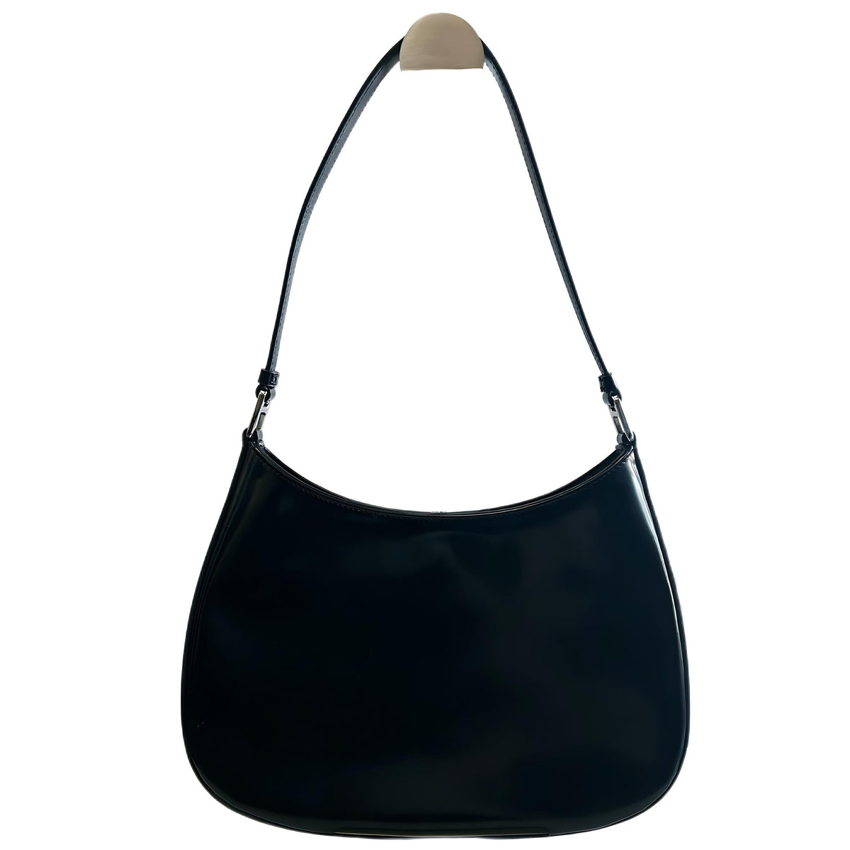 PRADA - Cleo Brushed Leather Black Shoulder Bag