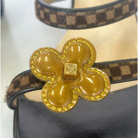 LOUIS VUITTON - Damier Monogram Flower Block Sandals Sz 37.5