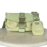 PRADA - Green Pocket Leather & Nylon Crossbody Bag