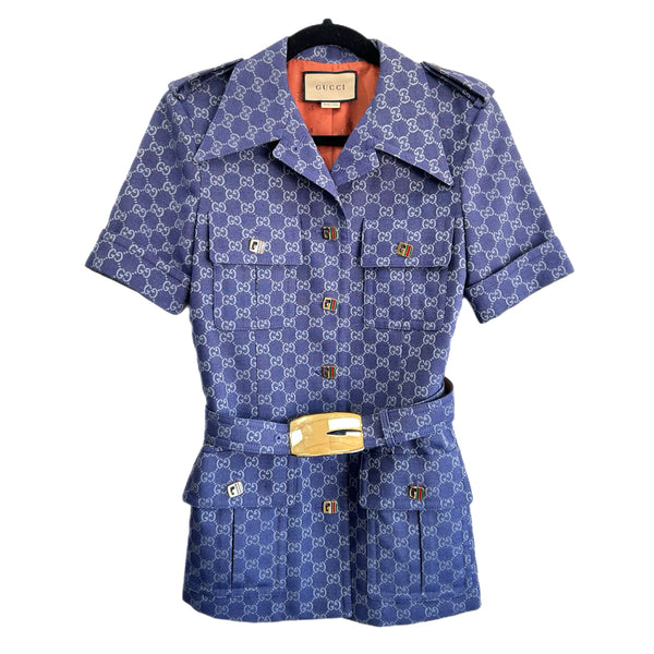 GUCCI - GG Monogram-Jacquard Cotton Jacket Sz 40