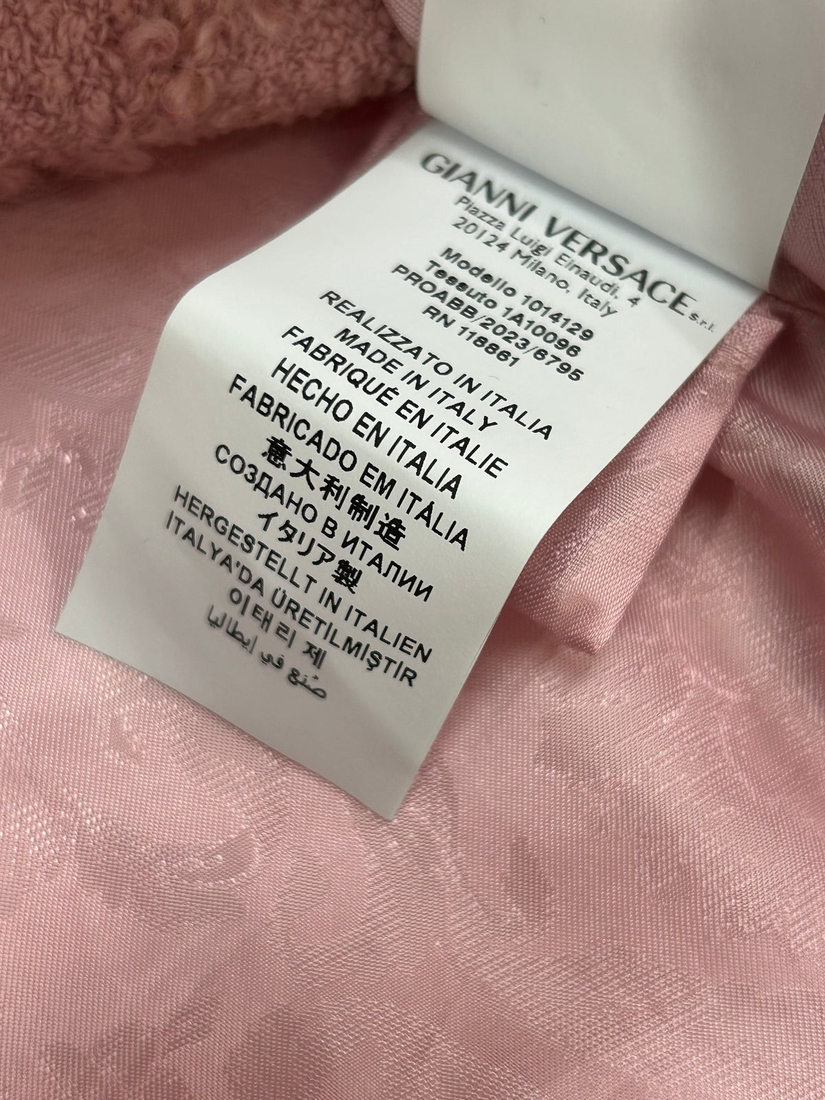 VERSACE - Double Breasted Bouclé Tweed Pink Jacket Sz IT 42