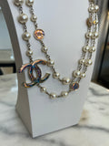 CHANEL - Iridescent Enamel & Pearl CC Long Necklace