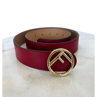 FENDI - Gold F Reversible Red / Tan Leather Belt