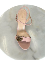 GUCCI - Pink Leather GG Marmont Block Sandals
Size EU 38