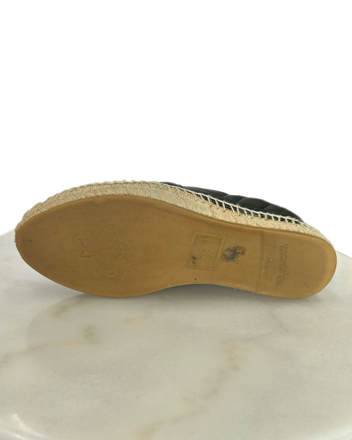 GUCCI - GG Marmont Black Leather Espadrilles Sz 39