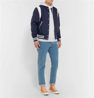 GOLDEN BEAR - Hayes Leather-Panelled Wool-Blend Bomber Jacket