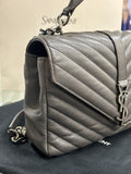 SAINT LAURENT - College Medium Bag - Grey Quilted Leather