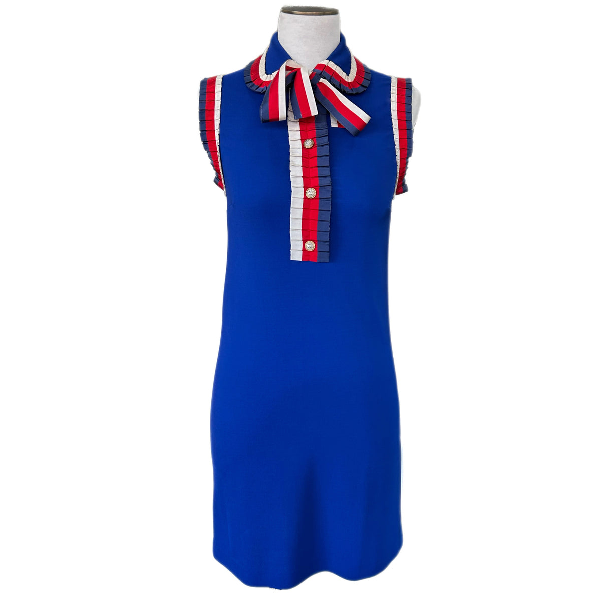 GUCCI - Tie-Neck Mini Shift Dress Sz S