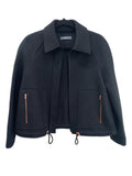 JAC + JACK - Black Felt Wool Zip Up Jacket Sz S