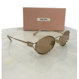 MIU MIU - Oval Frame Logo Sunglasses