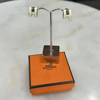 HERMÈS -Lacquered Pop H Earrings - Blanc & Palladium (Large)
