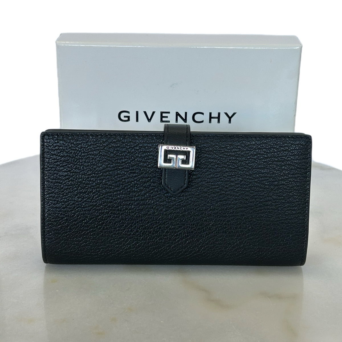 GIVENCHY - Long Bi-fold Black Leather Wallet