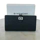 GIVENCHY - Long Bi-fold Black Leather Wallet