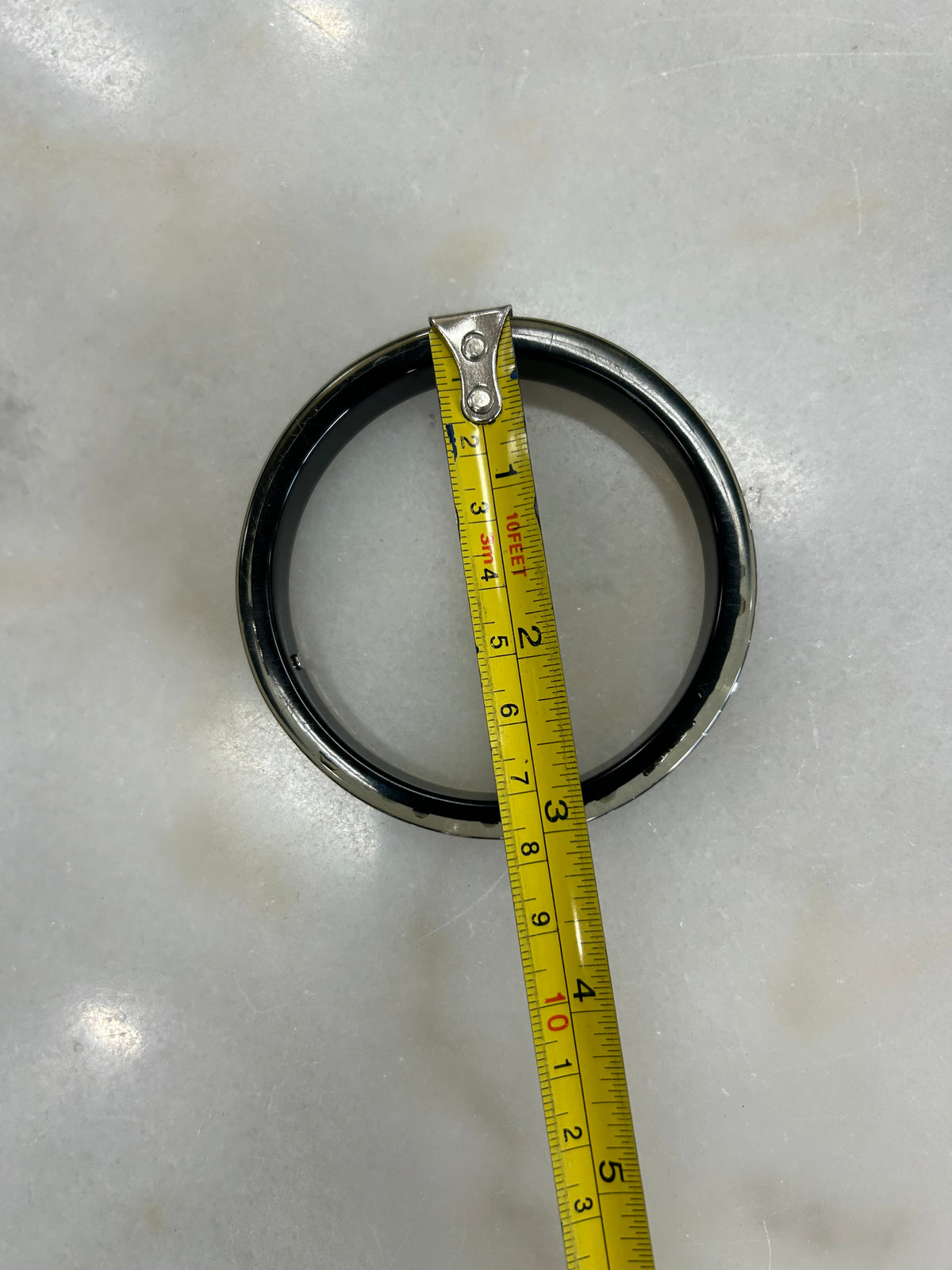 CHANEL - Black Resin Crystal CC Bangle