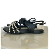 CHANEL - Pearl & Leather Bow Sandals Sz 40C