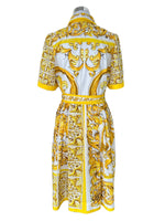 DOLCE & GABBANA - Majolica Print Poplin Shirt Dress Sz IT 44