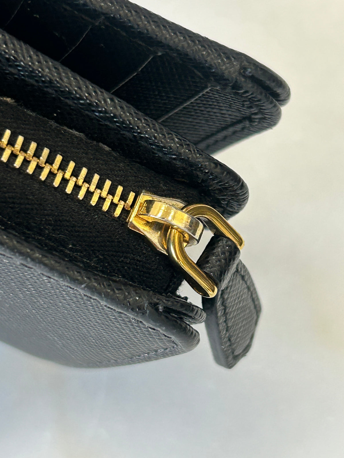 PRADA - Black Saffiano Compact Wallet