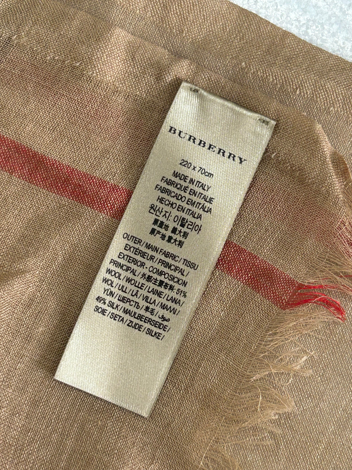 BURBERRY - Check Wool & Silk Gauze Scarf