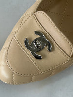 CHANEL - CC Quilted Leather Block Heels Sz 38.5