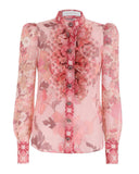 ZIMMERMANN - Concert Scalloped Shirt in Pink Sz 1