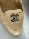 CHANEL - CC Quilted Leather Block Heels Sz 38.5