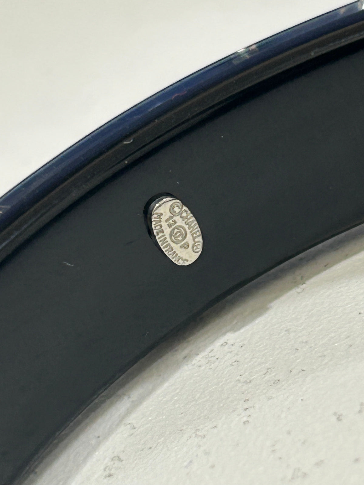 CHANEL - Black Resin Crystal CC Bangle