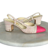 CHANEL - Tweed & Pink Patent Slingbacks Sz 39C