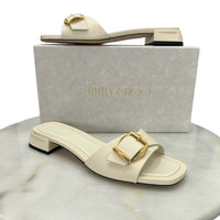 JIMMY CHOO - Hawke Mule Flats in Latte/Gold Sz 40 EU