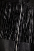 Each X Other - Fringe Detail Black Leather Jacket Sz M