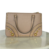 PRADA - Saffiano Leather Studded Double Zip Tote