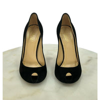 GUCCI - Black Suede Peep Toe Pumps Sz 37
