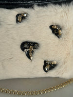 LONGCHAMP - Crystal Embellished Fur & Patent Leather Bag