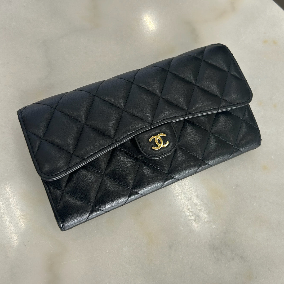 CHANEL - Classic Flap Long Quilted Black Wallet