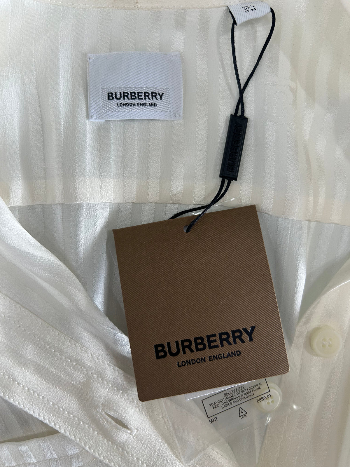 BURBERRY - Leah Silk Tie-Neck Peplum Blouse Sz 6-8