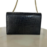 SAINT LAURENT - Kate Black Croc Embossed Tassel Bag