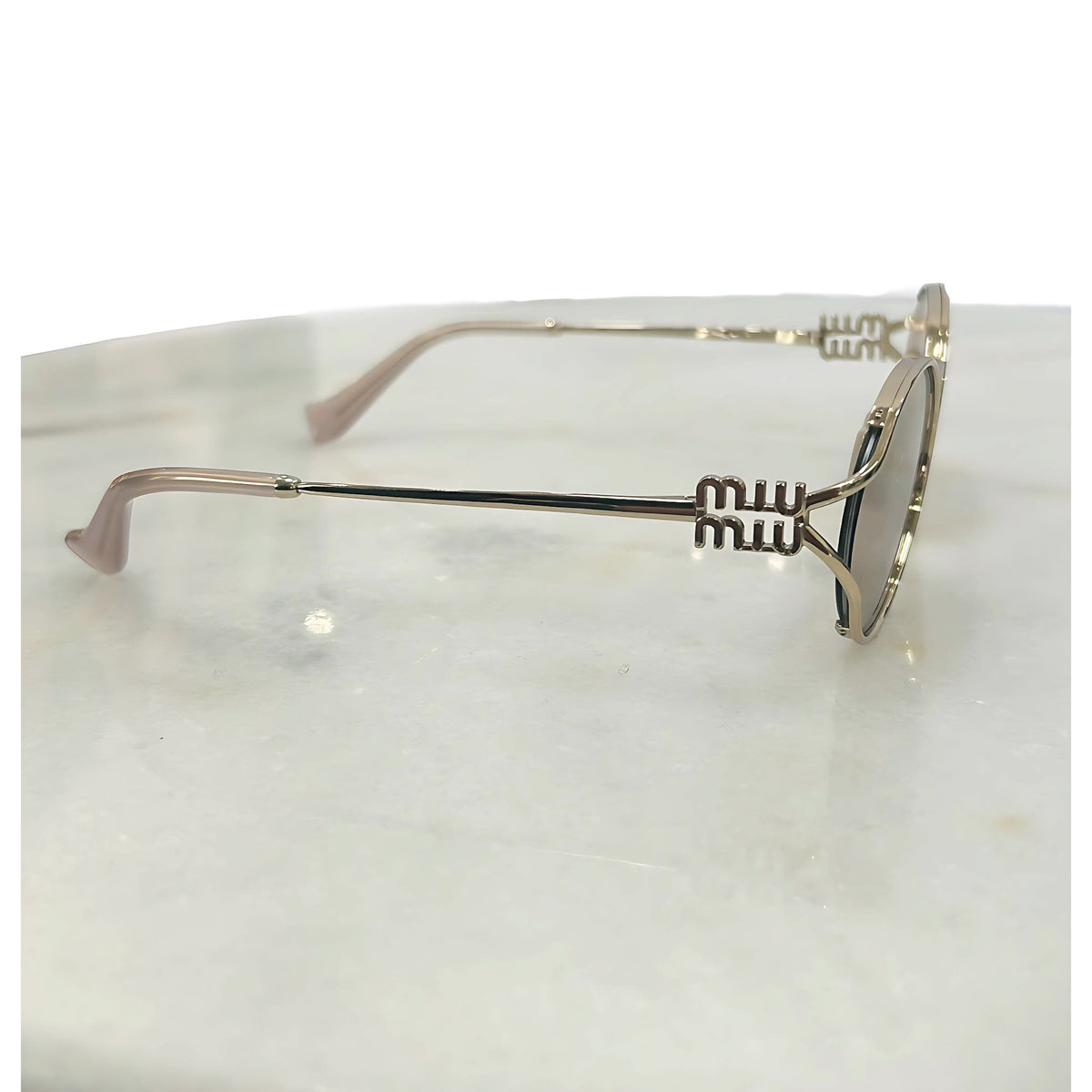 MIU MIU - Oval Frame Logo Sunglasses