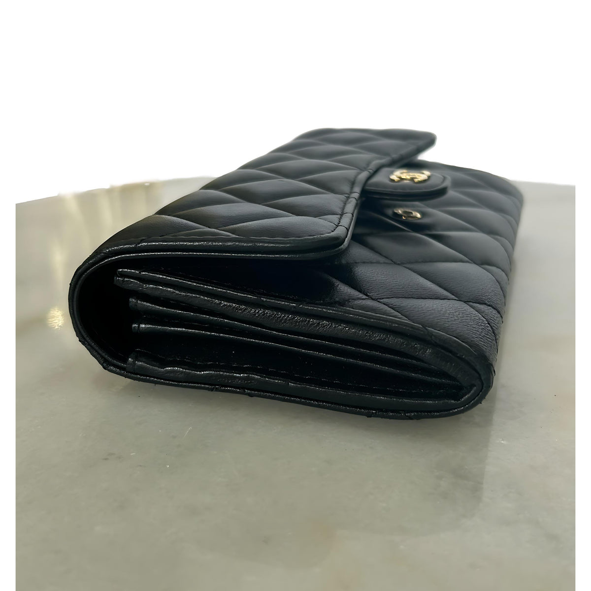 CHANEL - Classic Flap Long Quilted Black Wallet
