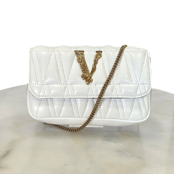 VERSACE - Vertus White Quilted Mini Bag