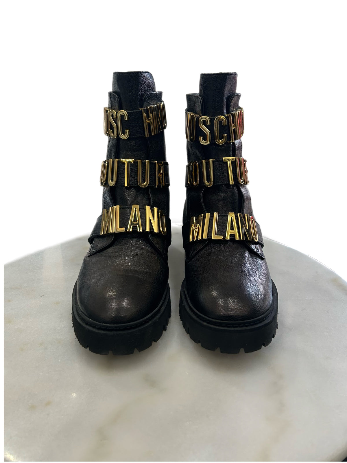 MOSCHINO - Milano Black Leather Boots Sz 40