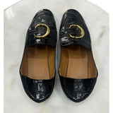 CHLOE - Black Croc C Loafers Sz 38