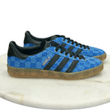 GUCCI x ADIDAS - Gazelle Blue GG Monogram Sneakers Sz 8.5
