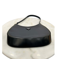 PRADA - Cleo Brushed Leather Black Shoulder Bag