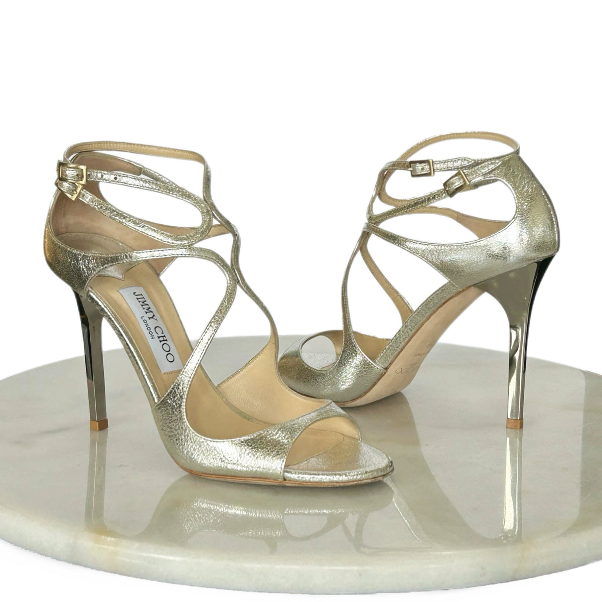 JIMMY CHOO - Lang Sandals in Champagne Sz 39