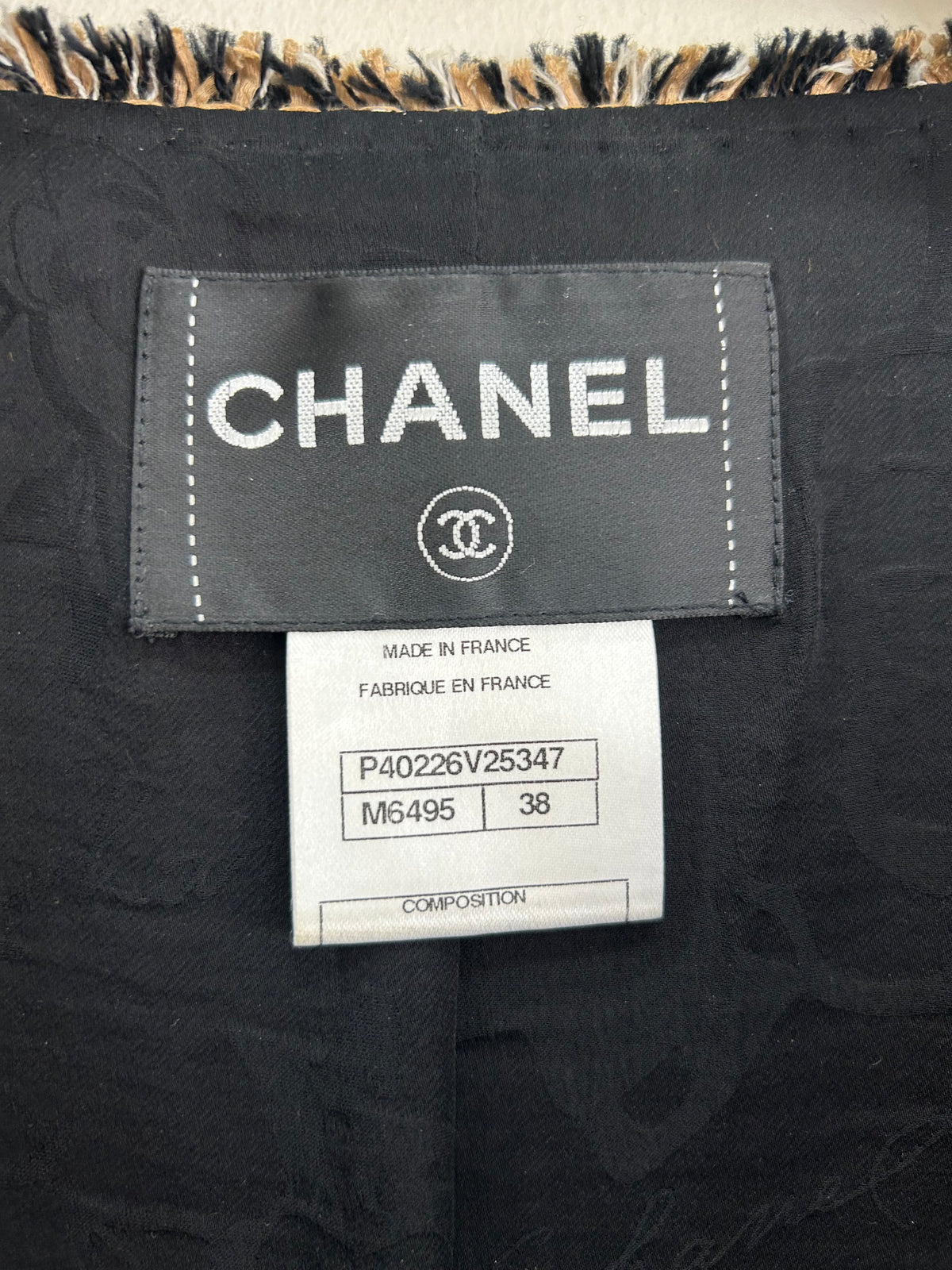 CHANEL - Brown & Black Tweed Fringe Jacket Sz 38